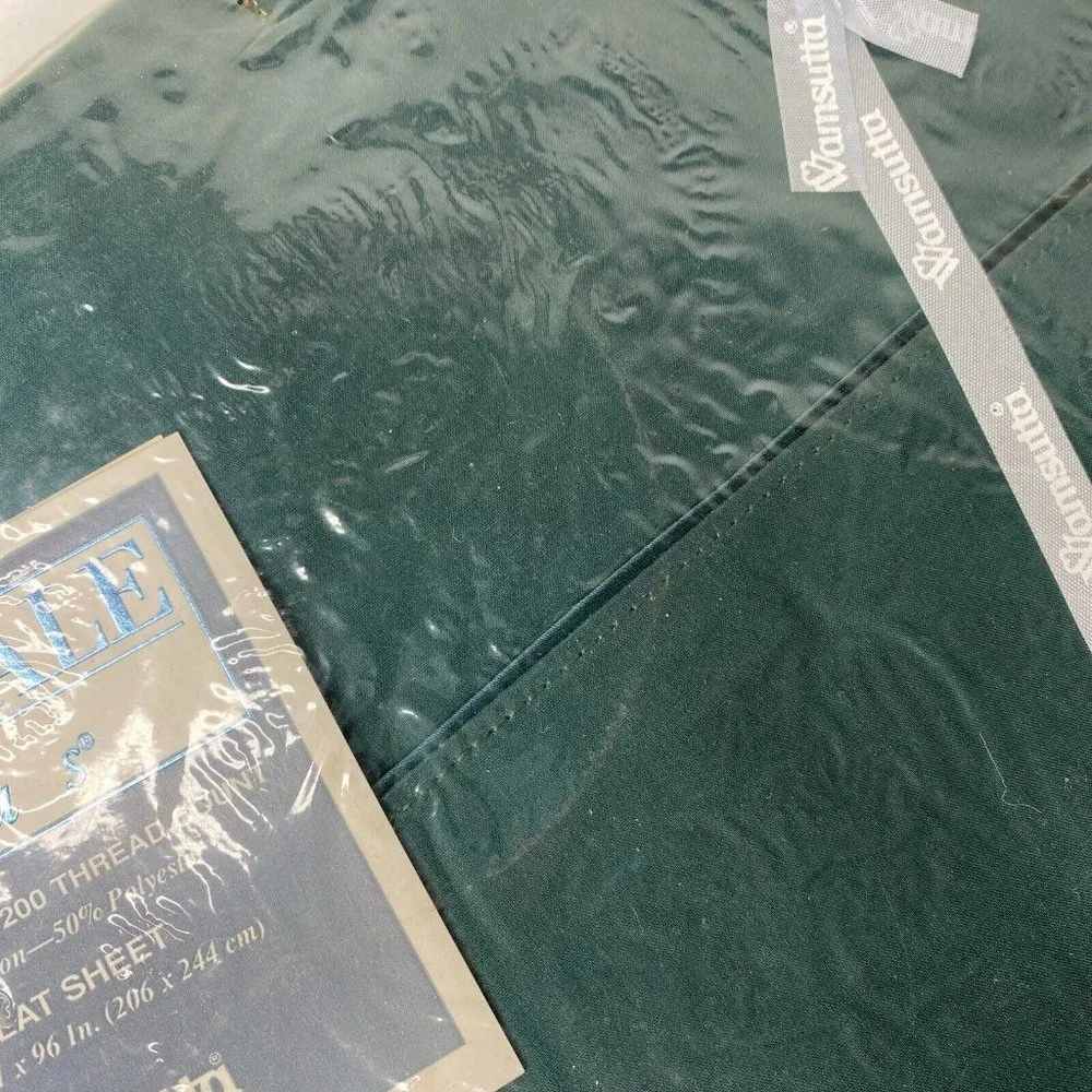 Wamsutta Full Flat Sheet Hunter Green New NOS USA No Iron Percale Cotton Poly